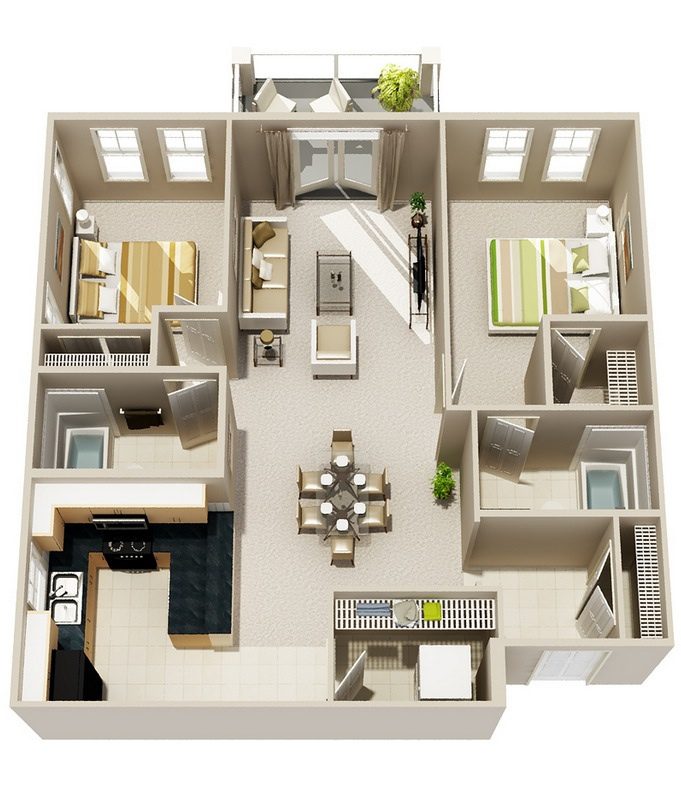 A floor plan of a house.