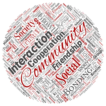 A word cloud with the word community.